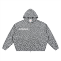 Unisex Leopard Print Waffle Full Zip Hoodie