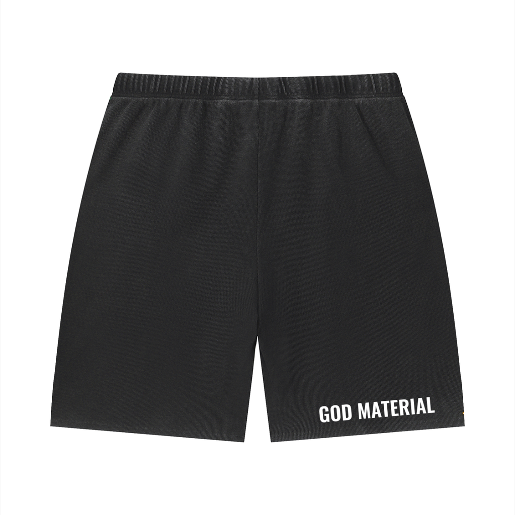 Unisex Vintage Wash Sunfade Waffle Raw Hem Shorts