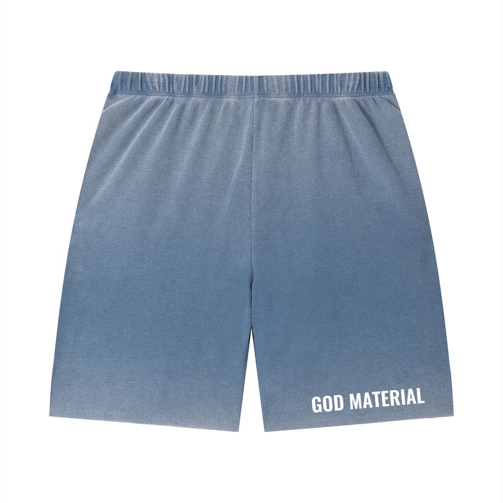 Unisex Vintage Wash Sunfade Waffle Raw Hem Shorts