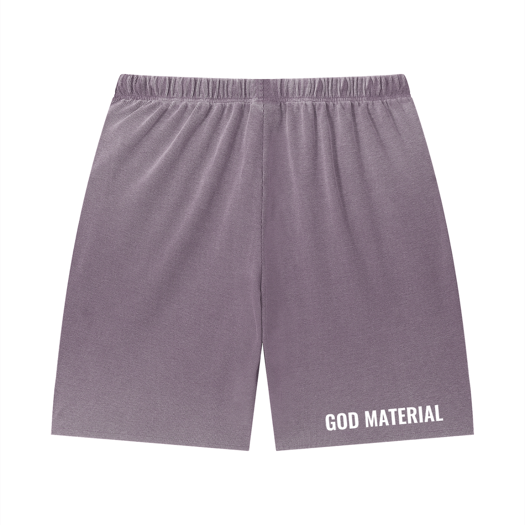 Unisex Vintage Wash Sunfade Waffle Raw Hem Shorts