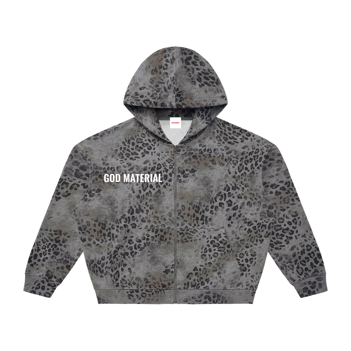 Unisex Vintage Wash Leopard Full Zip Hoodie