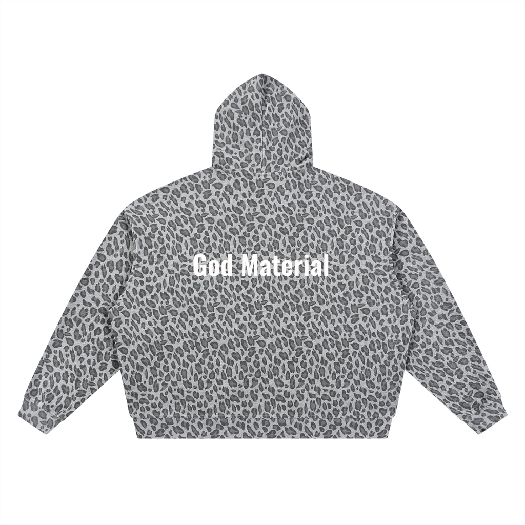 Unisex Leopard Print Waffle Full Zip Hoodie