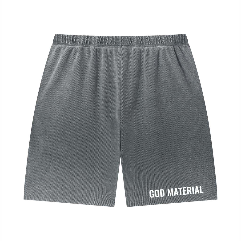 Unisex Vintage Wash Sunfade Waffle Raw Hem Shorts