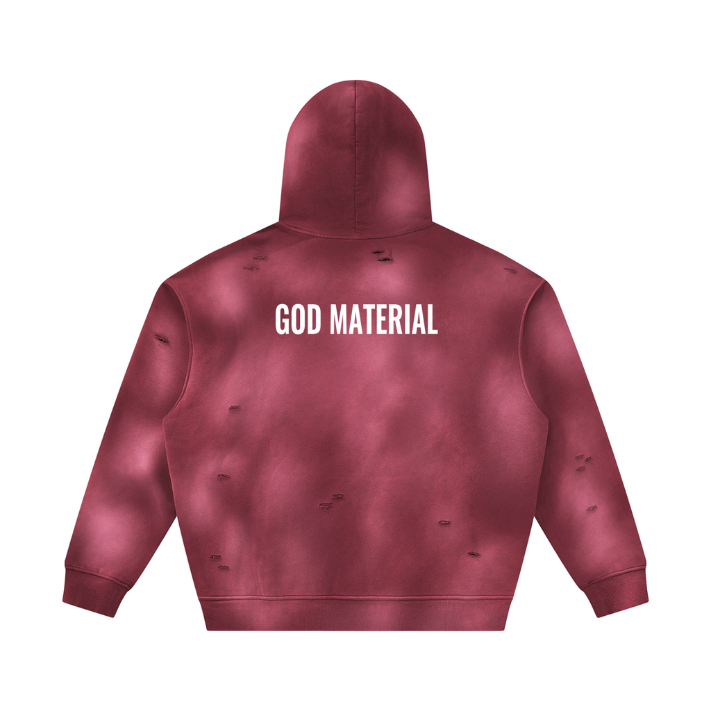 Unisex Sunfade Frayed Fleece Hoodie