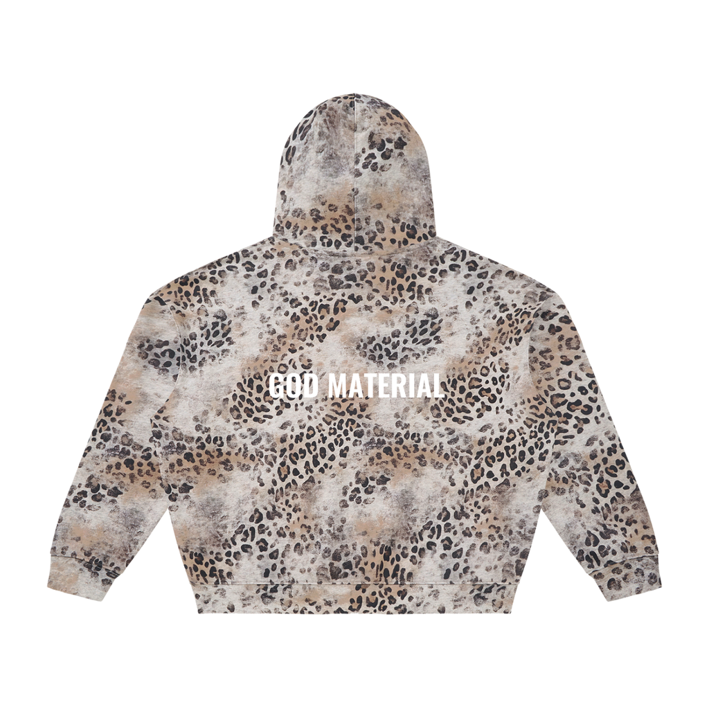 Unisex Vintage Wash Leopard Full Zip Hoodie