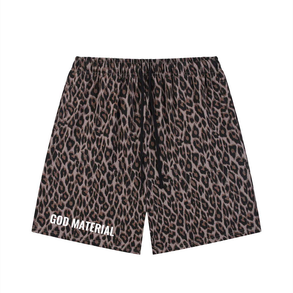 Unisex Heavyweight Leopard Drawstring Shorts