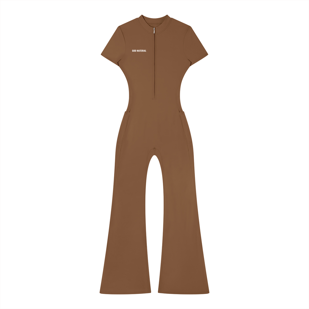 Women’s Tight Flared Leg Quarter-Zip Jumpsuit