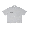 Unisex Distressed Plaid Boxy Shirt