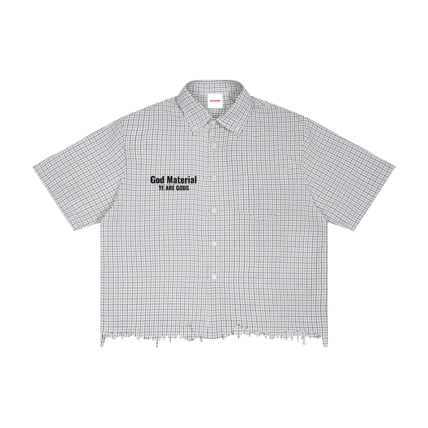 Unisex Distressed Plaid Boxy Shirt