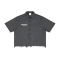 Unisex Distressed Plaid Boxy Shirt