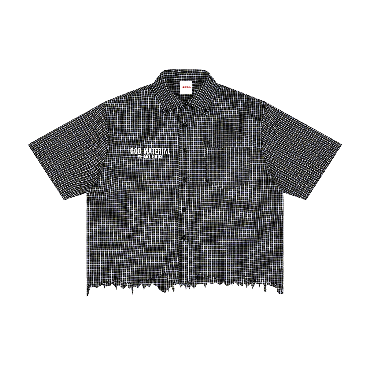 Unisex Distressed Plaid Boxy Shirt